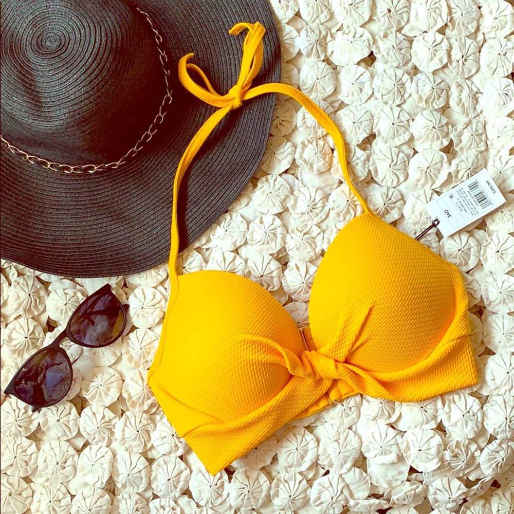 NWT Shade & Shore Yellow Twist Front Bikini 34D